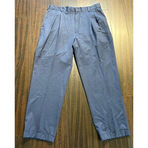 Jos A Bank Travelers Collection Trousers Mens 35 x 30 Navy Blue Pleated Cuffed